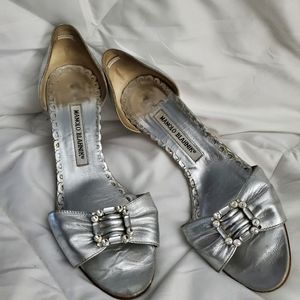 Manolo Blahnik | Silver | Crystal Sandals
